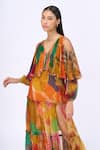 Buy_Siddhartha Bansal_Multi Color Crepe Printed Honeycomb V Neck Carnival Dress _Online_at_Aza_Fashions