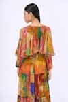 Shop_Siddhartha Bansal_Multi Color Crepe Printed Honeycomb V Neck Carnival Dress _Online_at_Aza_Fashions