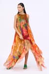 Shop_Siddhartha Bansal_Multi Color Silk Organza Printed Floral Boat Neck Breeze Handkerchief Dress _Online_at_Aza_Fashions