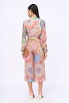 Shop_Siddhartha Bansal_Pink Crepe Printed Dream Catcher Mandarin Collar Jumpsuit With Belt _at_Aza_Fashions