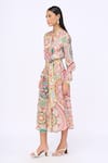 Siddhartha Bansal_Pink Crepe Printed Dream Catcher Mandarin Collar Jumpsuit With Belt _Online_at_Aza_Fashions