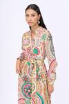 Buy_Siddhartha Bansal_Pink Crepe Printed Dream Catcher Mandarin Collar Jumpsuit With Belt _Online_at_Aza_Fashions