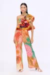 Buy_Siddhartha Bansal_Multi Color Top Chiffon Crepe Printed Flame Ruffle And Bell Bottom Pant Set _at_Aza_Fashions