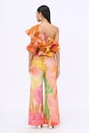 Shop_Siddhartha Bansal_Multi Color Top Chiffon Crepe Printed Flame Ruffle And Bell Bottom Pant Set _at_Aza_Fashions