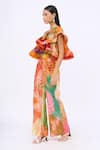 Siddhartha Bansal_Multi Color Top Chiffon Crepe Printed Flame Ruffle And Bell Bottom Pant Set _Online_at_Aza_Fashions