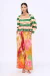 Buy_Siddhartha Bansal_Multi Color Top Cotton Poplin Printed Cabana Stripe Square Peplum And Pant Set _at_Aza_Fashions