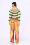 Shop_Siddhartha Bansal_Multi Color Top Cotton Poplin Printed Cabana Stripe Square Peplum And Pant Set _at_Aza_Fashions