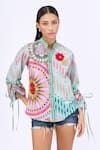 Shop_Siddhartha Bansal_Multi Color Cotton Poplin Printed Lotus Band Collar Boyfriend Shirt _Online_at_Aza_Fashions