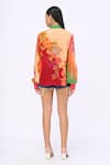 Shop_Siddhartha Bansal_Orange Crepe Printed Floric Closed Neck Symphony Shirt _at_Aza_Fashions