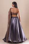 Shop_RAJ ARORA_Grey Fishnet Applique Floral Sweetheart Neck 3d Cropped Top With Lehenga _at_Aza_Fashions