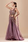 Buy_RAJ ARORA_Pink Metallic Organza And Net Embroidery Fishcut Lehenga And Swarovski Blouse Set _Online_at_Aza_Fashions