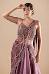 RAJ ARORA_Pink Metallic Organza And Net Embroidery Fishcut Lehenga And Swarovski Blouse Set _at_Aza_Fashions