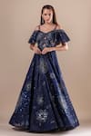 Buy_RAJ ARORA_Blue Net Embellished Sequin V Neck Gown _at_Aza_Fashions