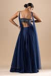 Shop_RAJ ARORA_Blue Armani Satin Embroidery Sequin Sweetheart Crystal Crop Top And Palazzo Set _at_Aza_Fashions