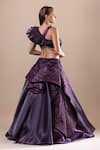 Shop_RAJ ARORA_Purple Net Embellished Crystal V Neck Swarovski Gown _at_Aza_Fashions