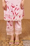 Buy_Bhawna Sethi_Pink Pure Cotton Silk Printed Floral Deep V Rosella A-line Kurta And Pant Set _Online_at_Aza_Fashions