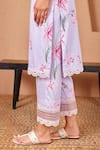 Buy_Bhawna Sethi_Purple Pure Cotton Silk Printed Floral Round Finch A-line Kurta And Pant Set _Online_at_Aza_Fashions