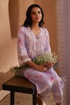 Buy_Bhawna Sethi_Purple Pure Cotton Silk Printed Floral Round Finch A-line Kurta And Pant Set 