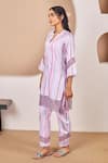 Buy_Bhawna Sethi_Purple Pure Cotton Silk Printed Stripe Finch Cutwork Panel Kurta With Pant _Online_at_Aza_Fashions