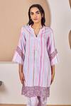 Shop_Bhawna Sethi_Purple Pure Cotton Silk Printed Stripe Finch Cutwork Panel Kurta With Pant _Online_at_Aza_Fashions