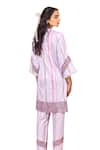 Shop_Bhawna Sethi_Purple Pure Cotton Silk Printed Stripe Finch Cutwork Panel Kurta With Pant 