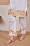 Buy_Bhawna Sethi_White Pure Cotton Silk Printed Stripe Pelican Cutwork Panel Kurta With Pant _Online_at_Aza_Fashions