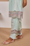 Bhawna Sethi_Green Pure Cotton Silk Printed Stripe Mandarin Collar Lovebird Kurta With Pant _Online_at_Aza_Fashions