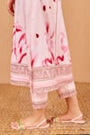 Bhawna Sethi_Pink Kurta Pure Cotton Silk Printed Floral V Neck Rosella A-line With Pant _at_Aza_Fashions