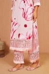 Buy_Bhawna Sethi_Pink Kurta Pure Cotton Silk Printed Floral Notched Round Rosella With Pant _Online_at_Aza_Fashions