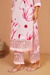 Buy_Bhawna Sethi_Pink Kurta Pure Cotton Silk Printed Floral Notched Round Rosella Set _Online_at_Aza_Fashions