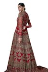 FATIZ_Red Tulle Zari, Crystals, Cut Work Round Hand Embroidered Anarkali With Dupatta _Online_at_Aza_Fashions