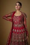 Buy_FATIZ_Red Tulle Zari, Crystals, Cut Work Round Hand Embroidered Anarkali With Dupatta _Online_at_Aza_Fashions