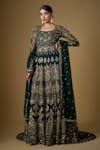 Buy_FATIZ_Green Tulle Sequins, Zari, Crystals Round Neck Embroidered Anarkali With Dupatta _at_Aza_Fashions
