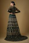 Shop_FATIZ_Green Tulle Sequins, Zari, Crystals Round Neck Embroidered Anarkali With Dupatta _at_Aza_Fashions