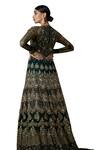 FATIZ_Green Tulle Sequins, Zari, Crystals Round Neck Embroidered Anarkali With Dupatta _Online_at_Aza_Fashions