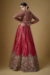 Shop_Fatiz_Red Tulle Zari, Cut Work, Sequins High Neck Hand Embroidered Gown _at_Aza_Fashions