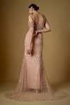 Shop_FATIZ_Rose Gold Tulle Hand Embroidered Crystals Round Fish-cut Gown _at_Aza_Fashions