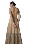 Buy_FATIZ_Gold Tulle Cut Work, Sequins, Zari High Neck Embroidered Blouse Lehenga Set _Online_at_Aza_Fashions