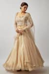 Buy_FATIZ_Gold Lehenga And Blouse Silk Organza Hand Embroidered Cutdana Sequins Set _at_Aza_Fashions