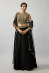 Buy_FATIZ_Black Lehenga And Blouse Silk Organza Hand Embroidered Zardosi Round Set _at_Aza_Fashions