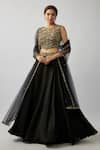 Buy_FATIZ_Black Lehenga And Blouse Silk Organza Hand Embroidered Zardosi Round Set _Online_at_Aza_Fashions