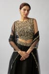 Shop_FATIZ_Black Lehenga And Blouse Silk Organza Hand Embroidered Zardosi Round Set _Online_at_Aza_Fashions