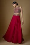 Buy_FATIZ_Pink Tulle Hand Embroidered Zardosi Round Blouse And Lehenga Set _at_Aza_Fashions