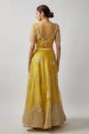 Shop FATIZ Yellow Tissue, Georgette, Tulle Cut Work, Hand Embroidered Blouse Lehenga Set at Aza Fashions Shop_FATIZ_Yellow Tissue, Georgette, Tulle Cut Work, Hand Embroidered Blouse Lehenga Set _at_Aza_Fashions