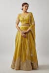 Buy FATIZ Yellow Tissue, Georgette, Tulle Cut Work, Hand Embroidered Blouse Lehenga Set Online at Aza Fashions Buy_FATIZ_Yellow Tissue, Georgette, Tulle Cut Work, Hand Embroidered Blouse Lehenga Set _Online_at_Aza_Fashions
