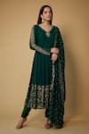 Buy_FATIZ_Green Georgette, Lycra Crystals, Placement Embellished Anarkali Pant Set _at_Aza_Fashions