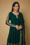 FATIZ_Green Georgette, Lycra Crystals, Placement Embellished Anarkali Pant Set _Online_at_Aza_Fashions