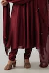 FATIZ Maroon Georgette, Lycra, Silk Sequins High Embellished Yoke Anarkali And Pant Set Online at Aza Fashions FATIZ_Maroon Georgette, Lycra, Silk Sequins High Embellished Yoke Anarkali And Pant Set _Online_at_Aza_Fashions