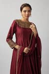 Buy FATIZ Maroon Georgette, Lycra, Silk Sequins High Embellished Yoke Anarkali And Pant Set Online at Aza Fashions Buy_FATIZ_Maroon Georgette, Lycra, Silk Sequins High Embellished Yoke Anarkali And Pant Set _Online_at_Aza_Fashions