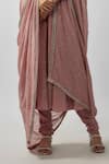 FATIZ_Pink Georgette And Lycra Embellished Sequin High Floral Pattern Anarkali Pant Set _Online_at_Aza_Fashions